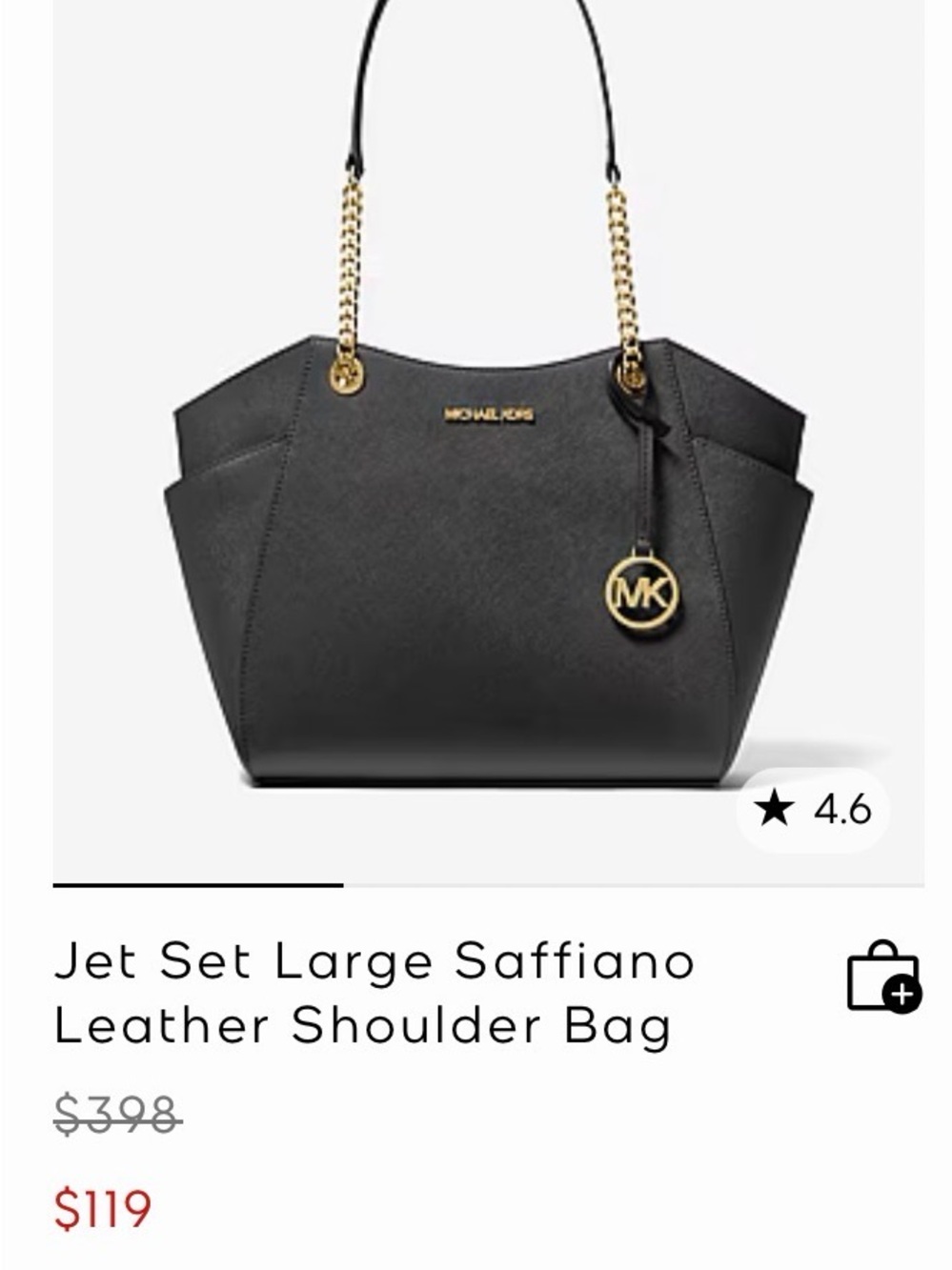 Michael Kors Black Saffiano Tote with Gold Chain Hardware - Picture 6 of 6